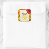 レトロヒッピーフローラ水の色オレンジ色ベビーシャワー スクエアシール (バッグ)