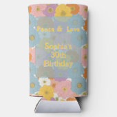 レトロヒッピーフローラ誕生日 スリム缶クーラー (裏面)