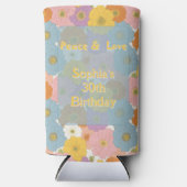 レトロヒッピーフローラ誕生日 スリム缶クーラー (正面)