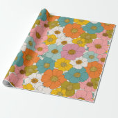 レトロヒッピーフローラ誕生日 ラッピングペーパー (アンロールド)