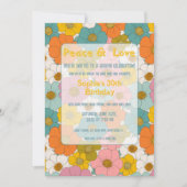 レトロヒッピーフローラ誕生日 招待状 (正面)