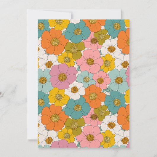 レトロヒッピーフローラ誕生日 招待状 (裏面)