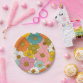 レトロヒッピーフローラ ペーパープレート (パーティー)