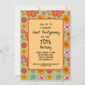 レトロヒッピーベイビーブーマー写真誕生日招待状 招待状 (裏面)