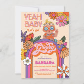 レトロヒッピーベビー70の60のGroovyベビーシャワー 招待状 (正面)