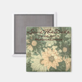 レトロヒッピーボヘミアンの夏のデイジーウェディング マグネット (正面/裏面)