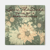 レトロヒッピーボヘミアンの夏のデイジーウェディング マグネット (正面)