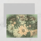 レトロヒッピーボヘミアンの夏のデイジーウェディング 案内ポストカード (正面/裏面)