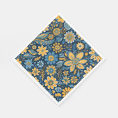 レトロヒッピーヴィンテージ花デザイン黄色サイン スタンダードランチョンナプキン (角)
