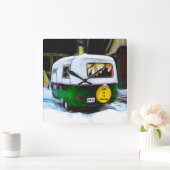 レトロヒッピー人生は旅だけ移動キャンパー スクエア壁時計 (ホーム)