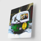 レトロヒッピー人生は旅だけ移動キャンパー スクエア壁時計 (傾斜)