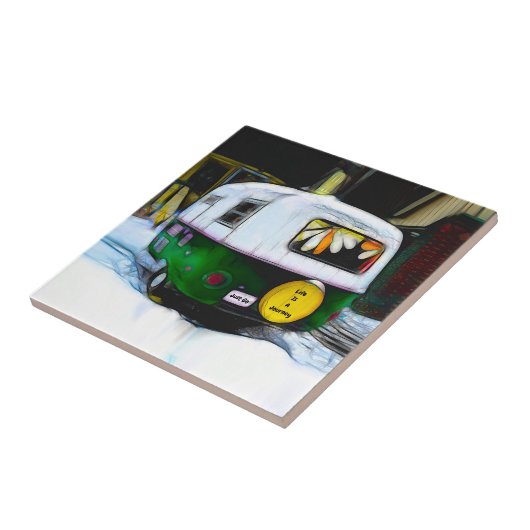 レトロヒッピー人生は旅だけ移動キャンパー タイル (側面)