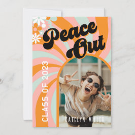 レトロヒッピー写真卒業招待状 招待状