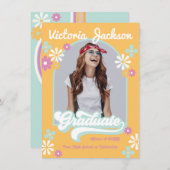 レトロヒッピー卒業写真発表 招待状 (正面/裏面)