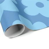 レトロヒッピー名門私立校風のブルーフラワーY2Kパターン ラッピングペーパー (ロールコーナー)