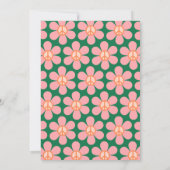レトロヒッピー平和サインフラワーグリーンピンクシャワー 招待状 (裏面)