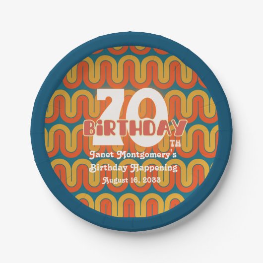 レトロヒッピー抽象芸術1960年代70誕生日 ペーパープレート (正面)