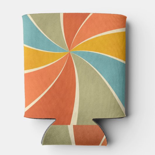 レトロヒッピー混合絵を描スタイル渦巻模様 缶クーラー (裏面)