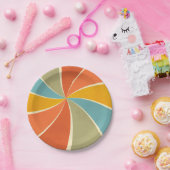 レトロヒッピー混絵を描合スタイル旋回パターン ペーパープレート (パーティー)