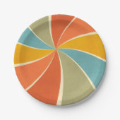 レトロヒッピー混絵を描合スタイル旋回パターン ペーパープレート (正面)