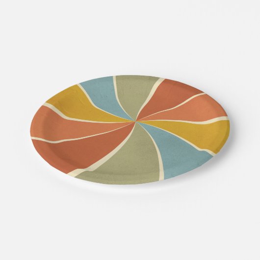 レトロヒッピー混絵を描合スタイル旋回パターン ペーパープレート (アングル)