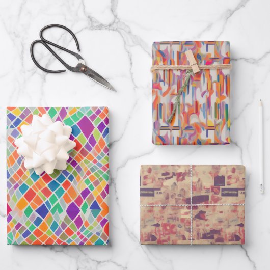 レトロヒッピー自然主義者(nudist)抽象芸術ノスタルジック ラッピングペーパーシート (正面)