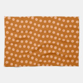 レトロヒッピー花オンラクダ・ブラウン キッチンタオル (横)