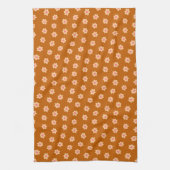 レトロヒッピー花オンラクダ・ブラウン キッチンタオル (縦)