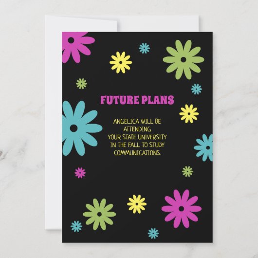 レトロヒッピー花2写真卒業 案内状 (裏面)