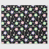 レトロヒッピー花 ラッピングペーパー (フラット)