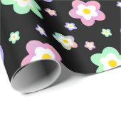 レトロヒッピー花 ラッピングペーパー (ロールコーナー)
