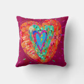 レトロヒッピー赤ピンクウォーター色ハート名 クッション (裏面)