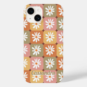 レトロヒッピー1960s 1970sデイジーフローラピンクオレンジ Case-Mate iPhone 14ケース