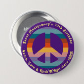 レトロヒッピー60のベビーブーマーマイルストーン誕生日 缶バッジ (正面&裏面)