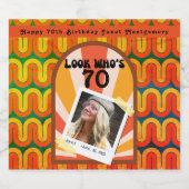 レトロヒッピー60カスタムの写真70誕生日 スパークリングワインラベル (シングルラベル)