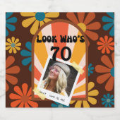 レトロヒッピー60カスタムの写真70誕生日 ビールラベル (シングルラベル)