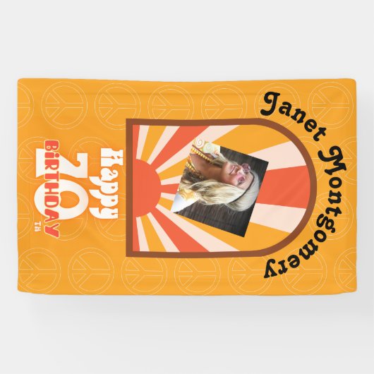 レトロヒッピー60カスタムの写真70誕生日 横断幕 (横)