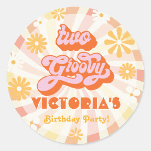 レトロヒッピー70の60の2つのGroovy誕生日パーティー ラウンドシール