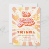 レトロヒッピー70の60の2つのGroovy誕生日パーティー 招待状 (正面)