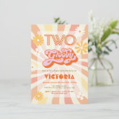 レトロヒッピー70の60の2つのGroovy誕生日パーティー 招待状 (スタンド正面)