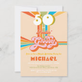 レトロヒッピー70の60のGroovy誕生日パーティーの招待 招待状 (正面)