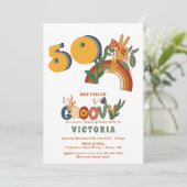 レトロヒッピー70のGroovy誕生日パーティー 招待状 (スタンド正面)