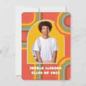 レトロヒッピー70年代60年代の卒業写真 招待状 (正面)