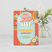 レトロヒッピー70年代60年代のGroovy Baby Shower 招待状 (スタンド正面)