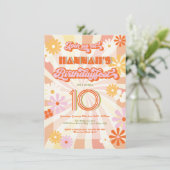 レトロヒッピー70年代60年代誕生日フェストパーティー 招待状 (スタンド正面)