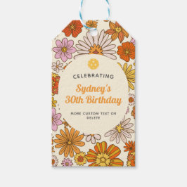 レトロヒッピー70s花柄ピックボールパーティー ギフトタグ