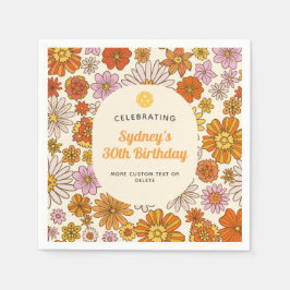 レトロヒッピー70s花柄ピックボールパーティー スタンダードカクテルナプキン