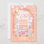 レトロヒッピー9歳誕生日招待状 招待状 (正面)