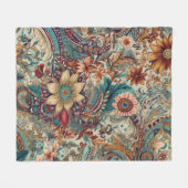 レトロヒッピー:ゴールデンガーデン フリースブランケット (正面(横))