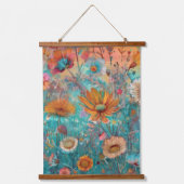 レトロヒッピー:サンライズガーデンバーティクルウォールつるズ 吊り下げ型タペストリー (正面)